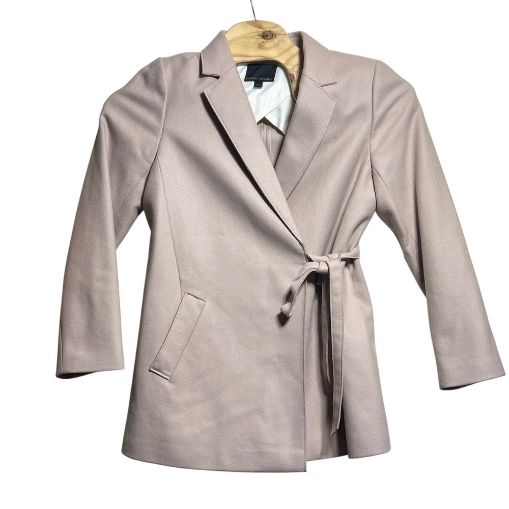 Banana Republic Melton Wrap Coat Dusty Rose Wool Blend Nova Fides Italy Large
